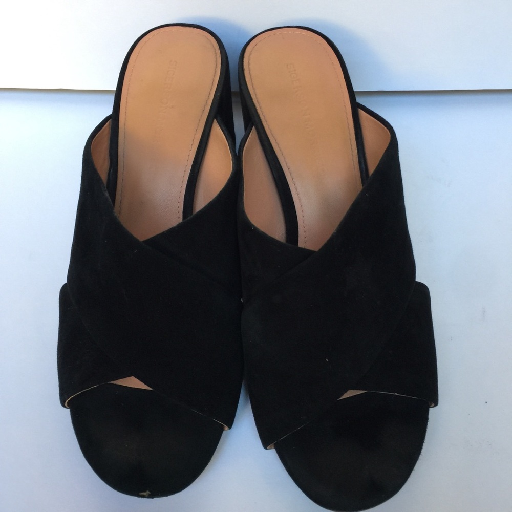 SOLD Sigerson Morrison Suede Black Mule sandals - Picture 4 of 8